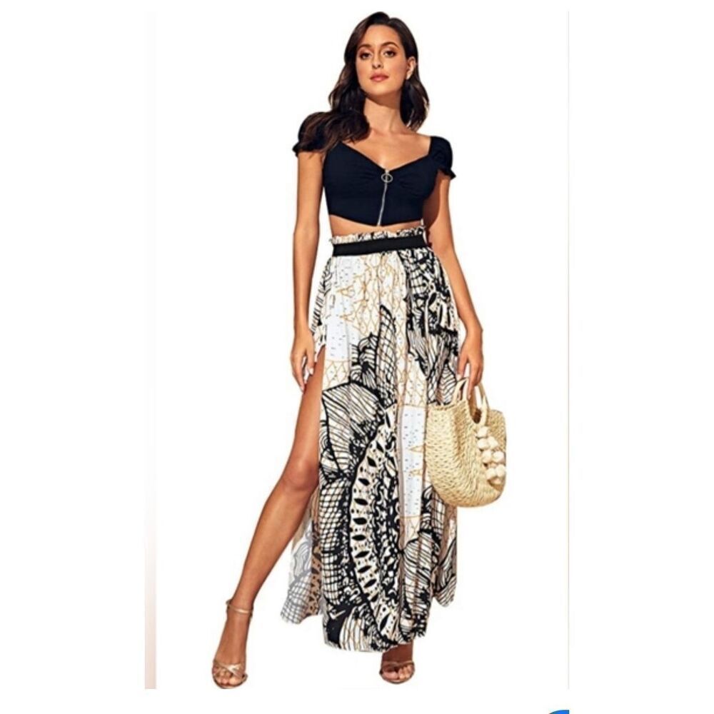 Tribal Print Split Swim Skirt